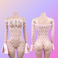 Flare wrist long sleeve mesh body stocking