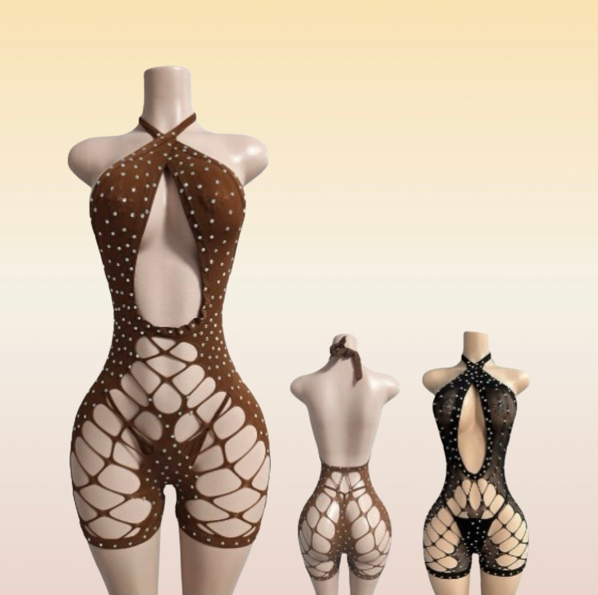 Mesh halter top short set