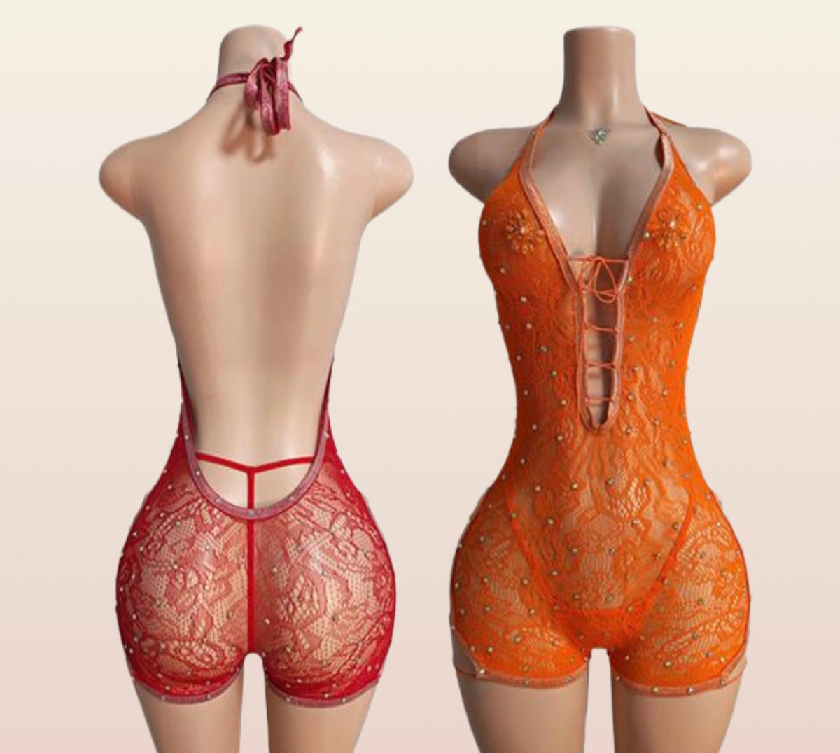 Low Back Halter Top One Piece Shorts