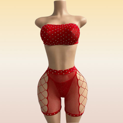 Halter Top Three Piece Short Set