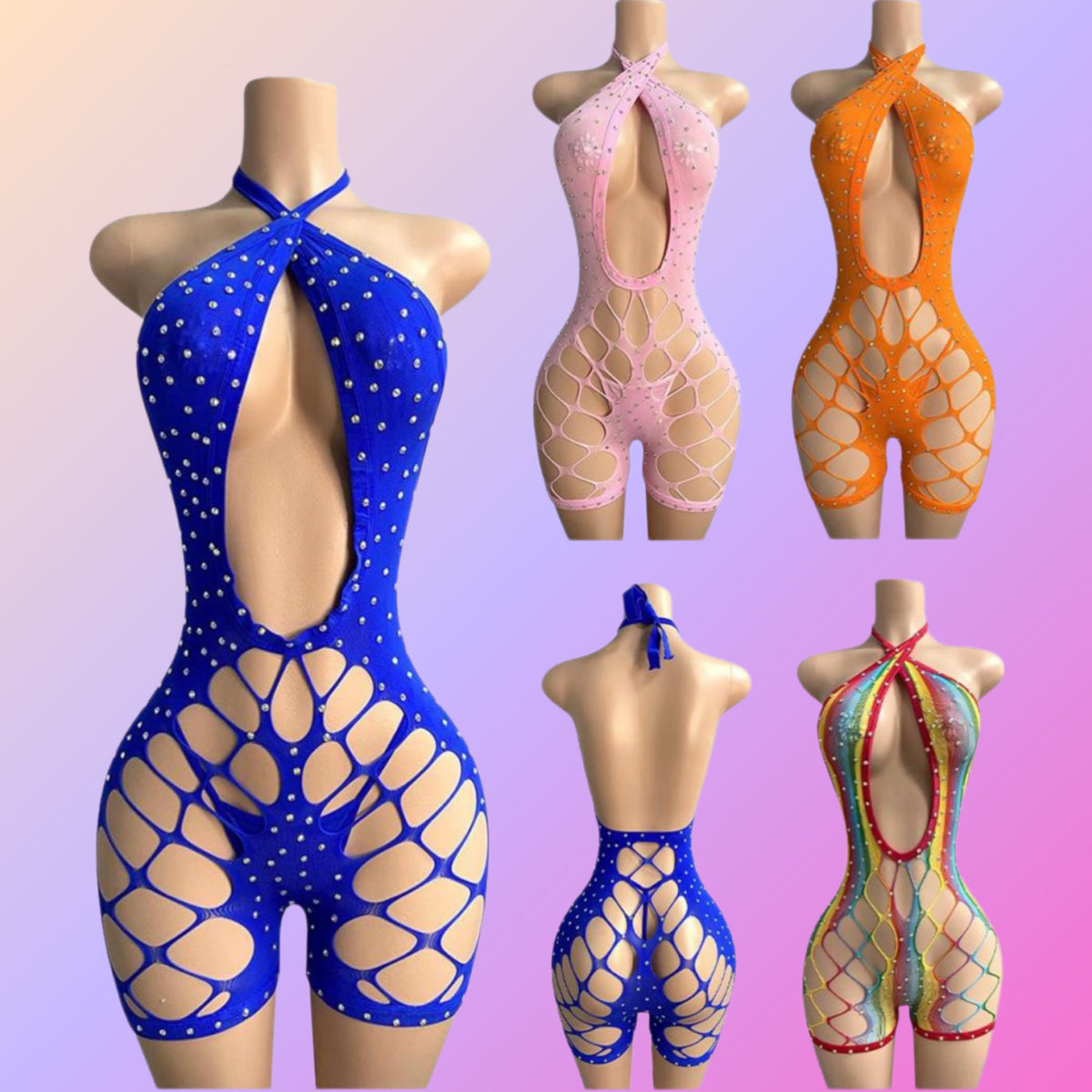Mesh halter top short set