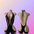 One piece halter top cut out shorts