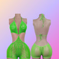Triangle halter top one piece shorts